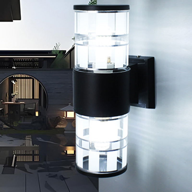 Cylindrical Aluminum Glass 2-Light Outdoor Light