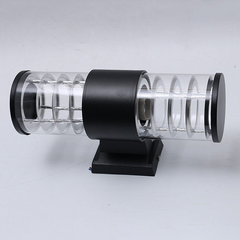 Cylindrical Aluminum Glass 2-Light Outdoor Light