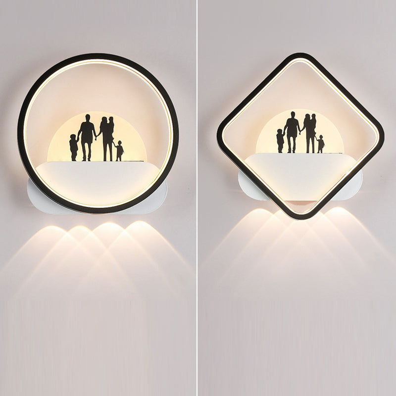Family Beach Round Square Wall Lamp