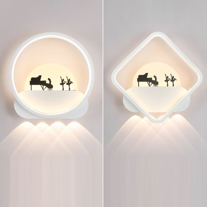 Family Beach Round Square Wall Lamp