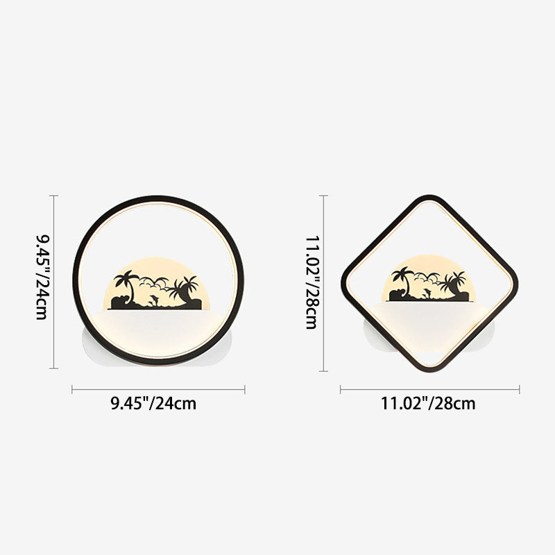 Family Beach Round Square Wall Lamp