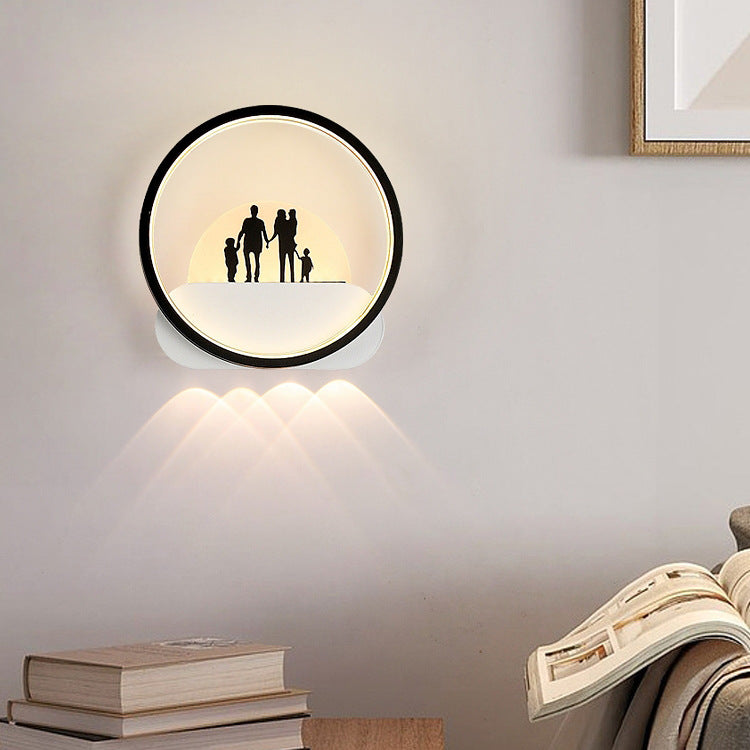 Family Beach Round Square Wall Lamp