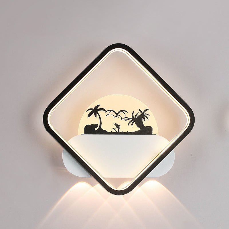 Family Beach Round Square Wall Lamp