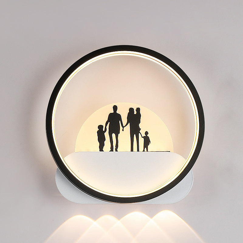 Family Beach Round Square Wall Lamp