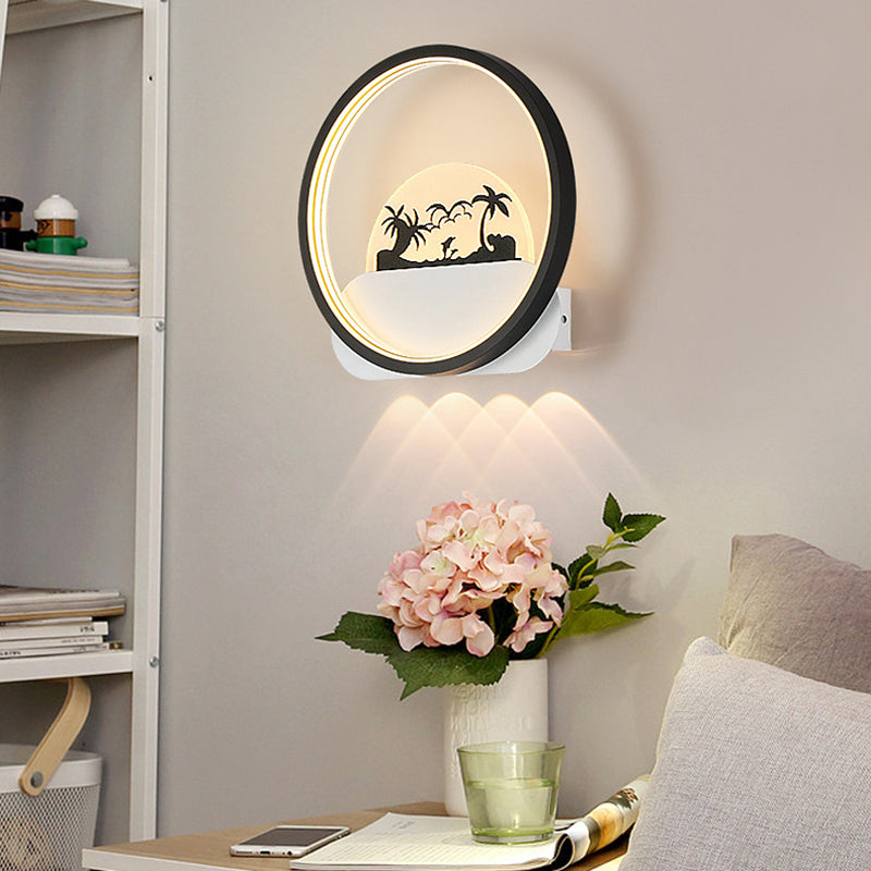 Family Beach Round Square Wall Lamp