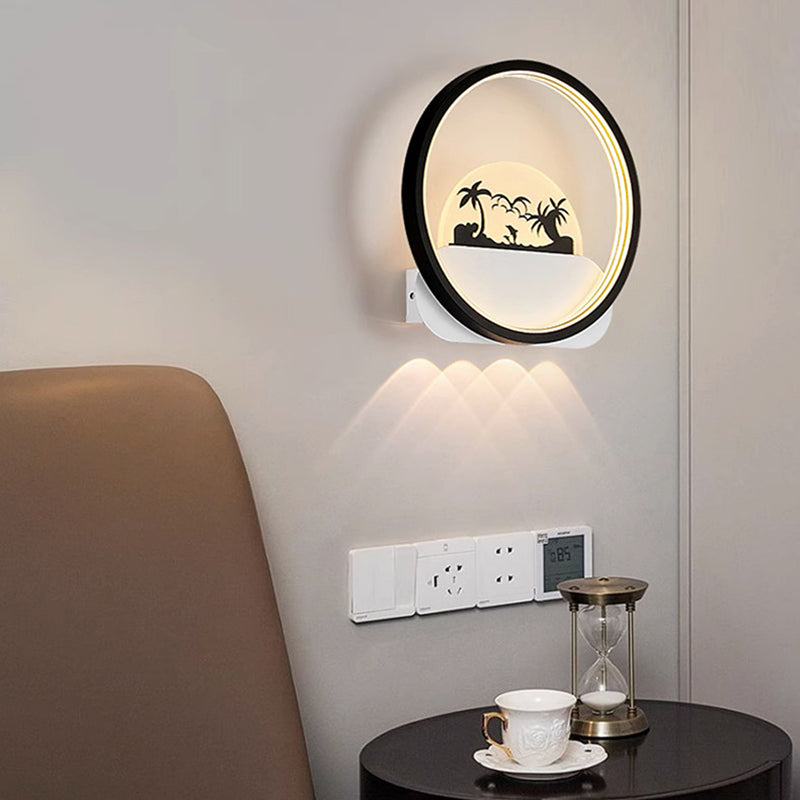 Family Beach Round Square Wall Lamp