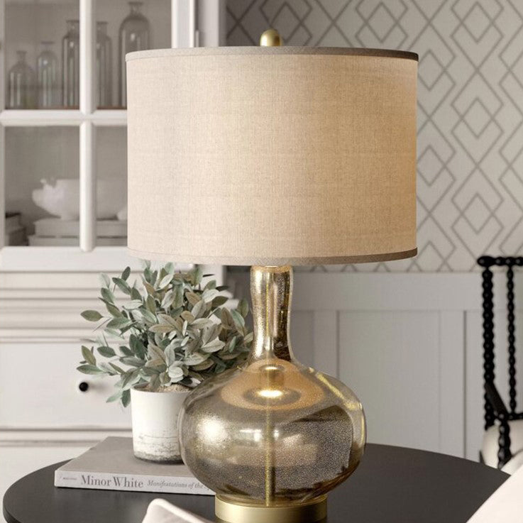 Round Cylinder Oval Glass Table Lamp