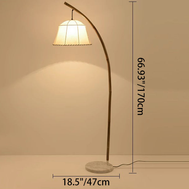 Round Cone Bamboo Fabric Floor Lamp