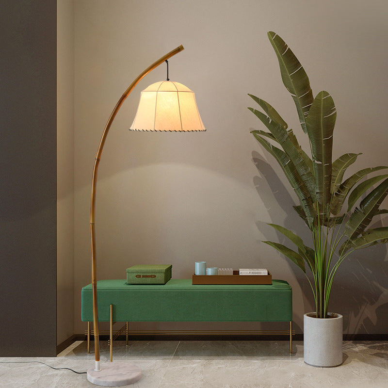 Round Cone Bamboo Fabric Floor Lamp