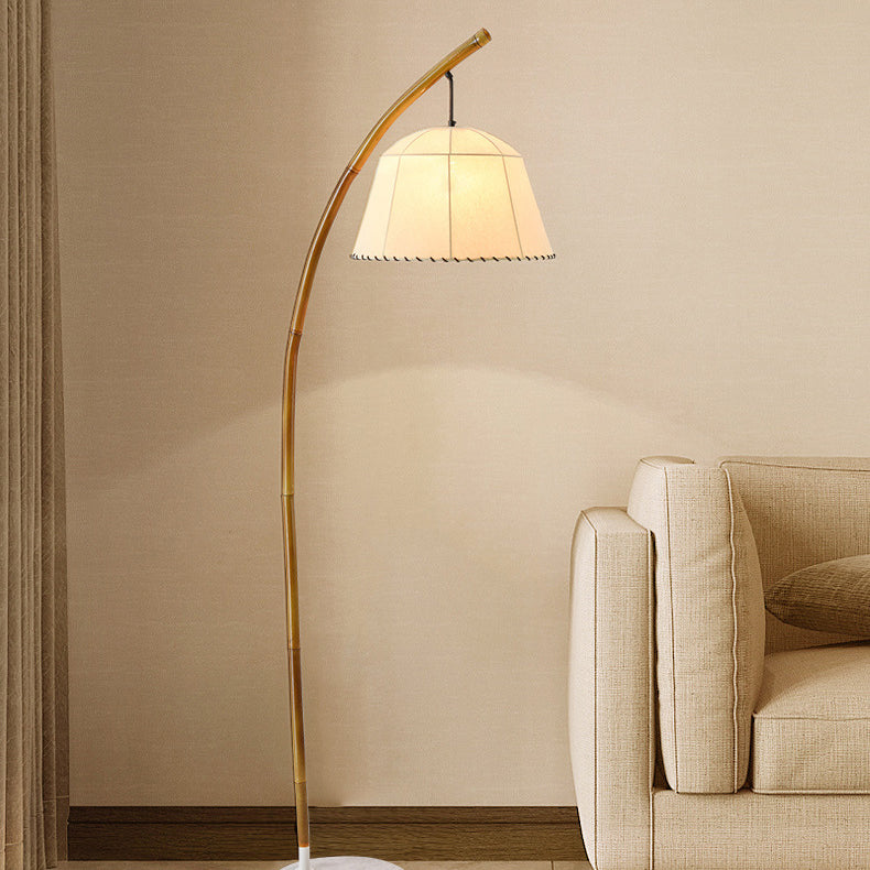Round Cone Bamboo Fabric Floor Lamp