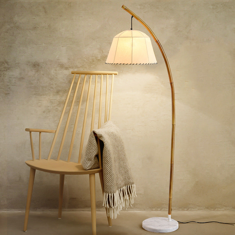 Round Cone Bamboo Fabric Floor Lamp