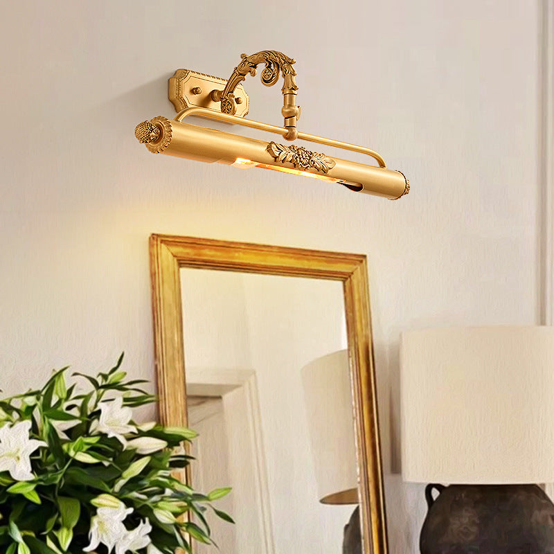 Carved Linear Cylinder Copper 2-Light Wall Lamp