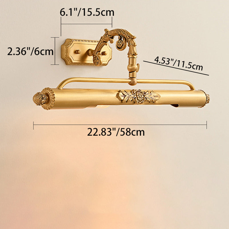 Carved Linear Cylinder Copper 2-Light Wall Lamp