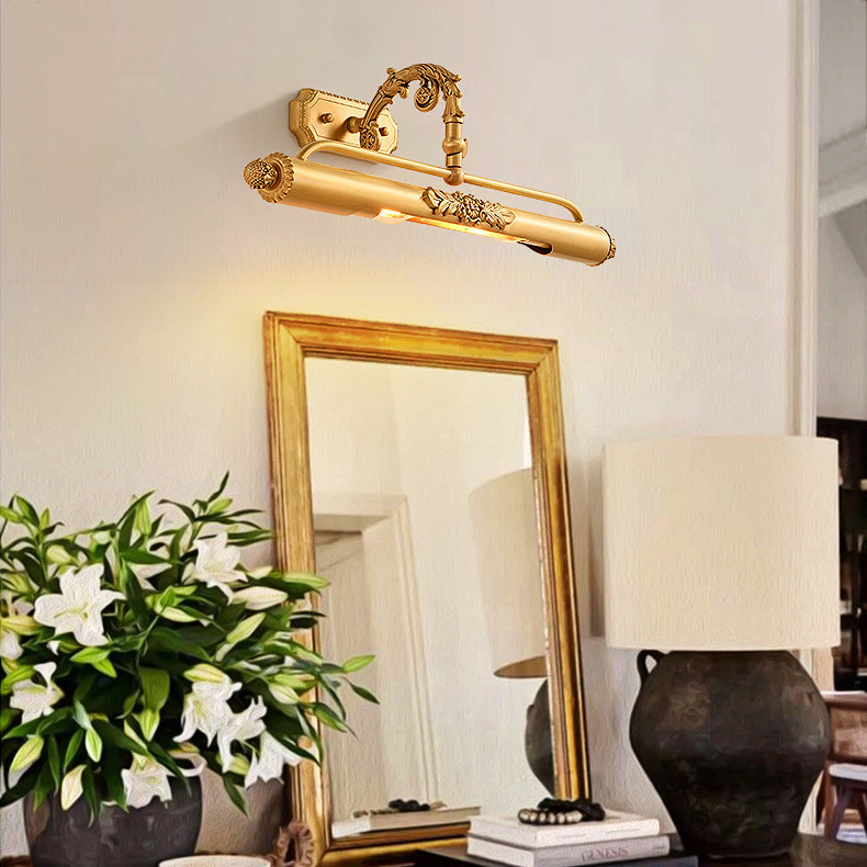 Carved Linear Cylinder Copper 2-Light Wall Lamp