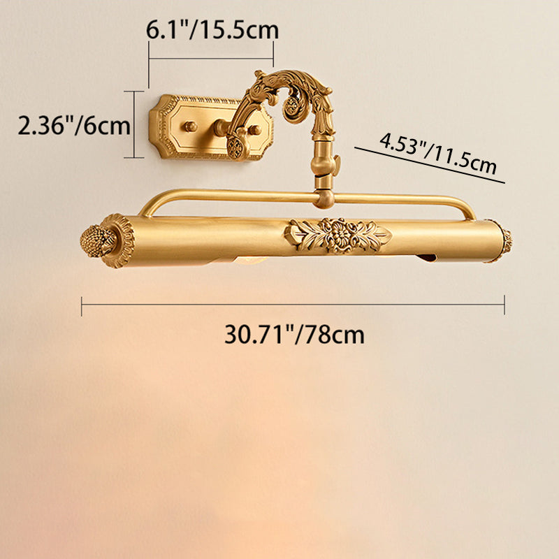 Carved Linear Cylinder Copper 2-Light Wall Lamp