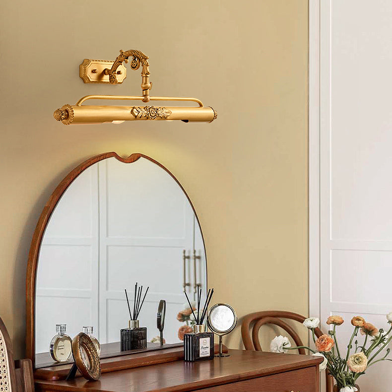 Carved Linear Cylinder Copper 2-Light Wall Lamp