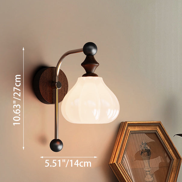 Floral Round Cone Wood Wall Lamp