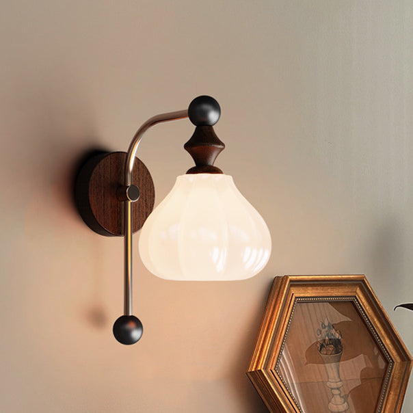 Floral Round Cone Wood Wall Lamp