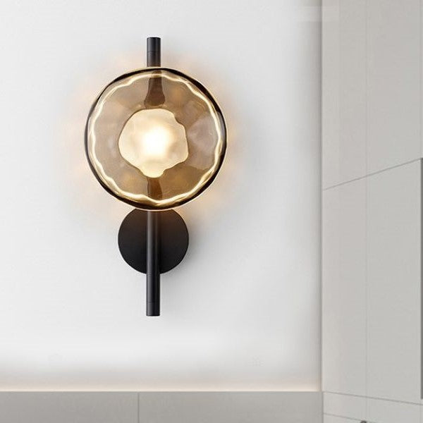Round Iron Glass Bedroom Wall Lamp