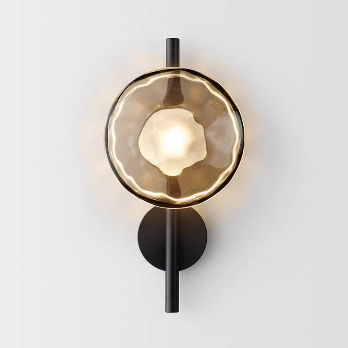Round Iron Glass Bedroom Wall Lamp