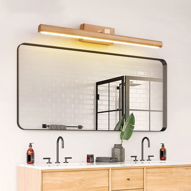 Linear Cylinder Wood Copper Wall Lamp
