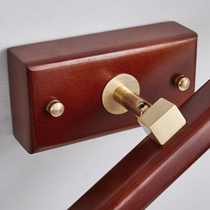 Linear Cylinder Wood Copper Wall Lamp