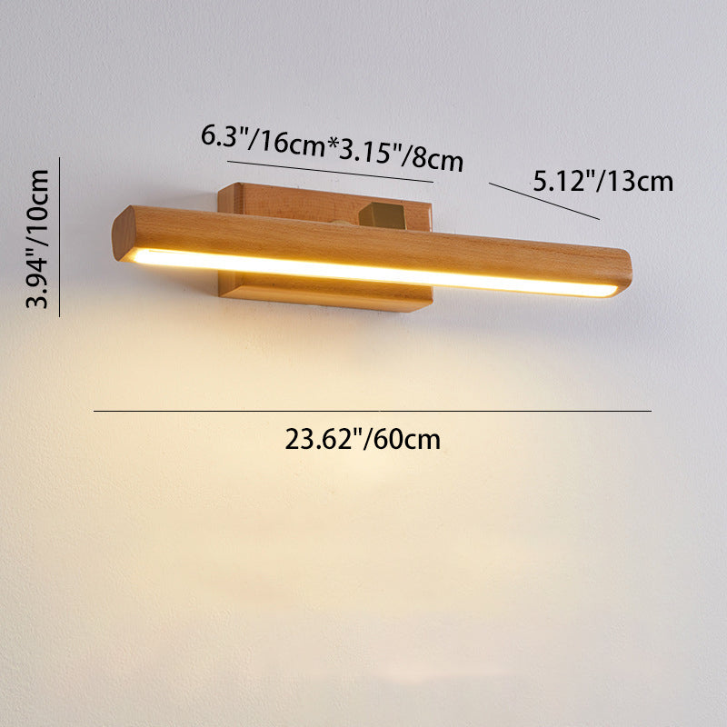 Linear Cylinder Wood Copper Wall Lamp