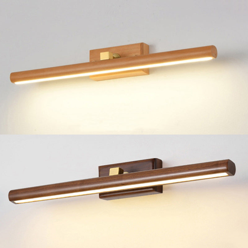 Linear Cylinder Wood Copper Wall Lamp