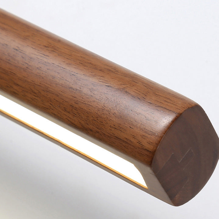 Linear Cylinder Wood Copper Wall Lamp