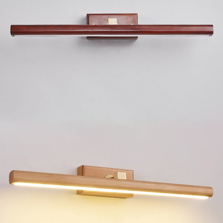 Linear Cylinder Wood Copper Wall Lamp