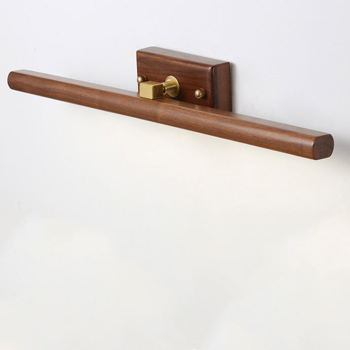 Linear Cylinder Wood Copper Wall Lamp