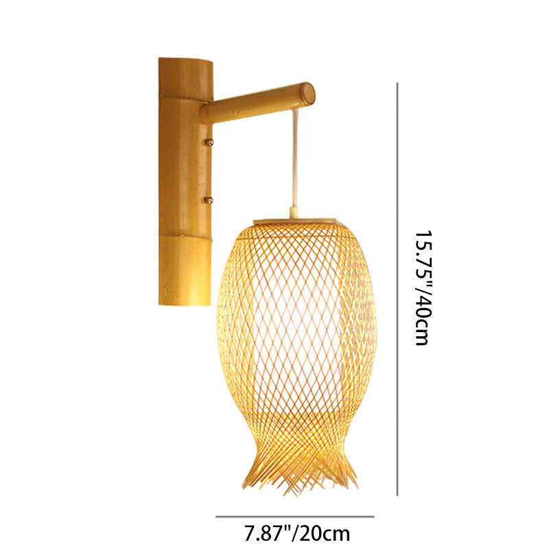 Jellyfish Oval Bamboo Hallway Wall Lamp