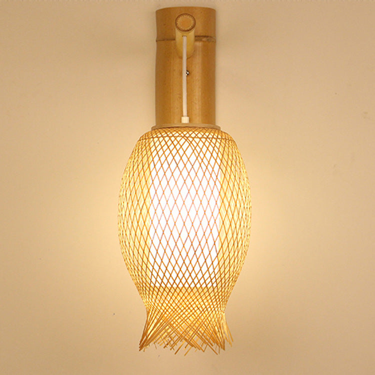 Jellyfish Oval Bamboo Hallway Wall Lamp