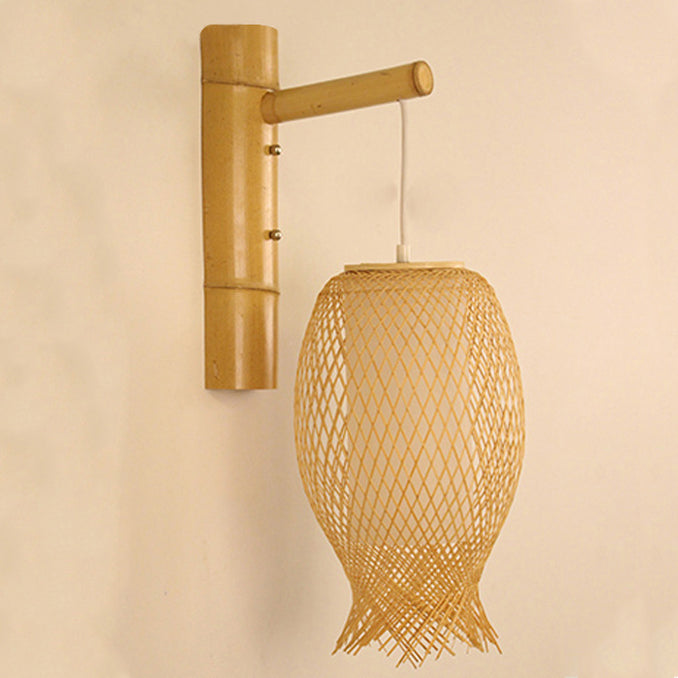 Jellyfish Oval Bamboo Hallway Wall Lamp