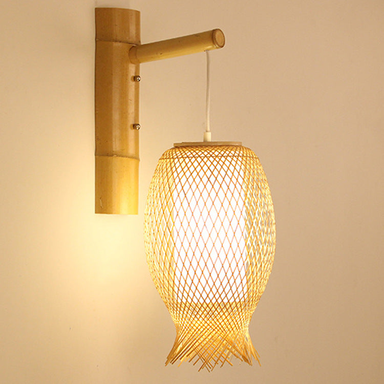 Jellyfish Oval Bamboo Hallway Wall Lamp