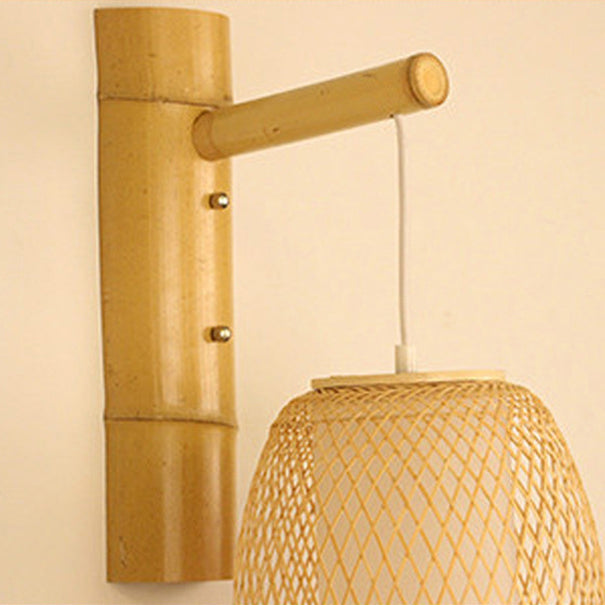 Jellyfish Oval Bamboo Hallway Wall Lamp