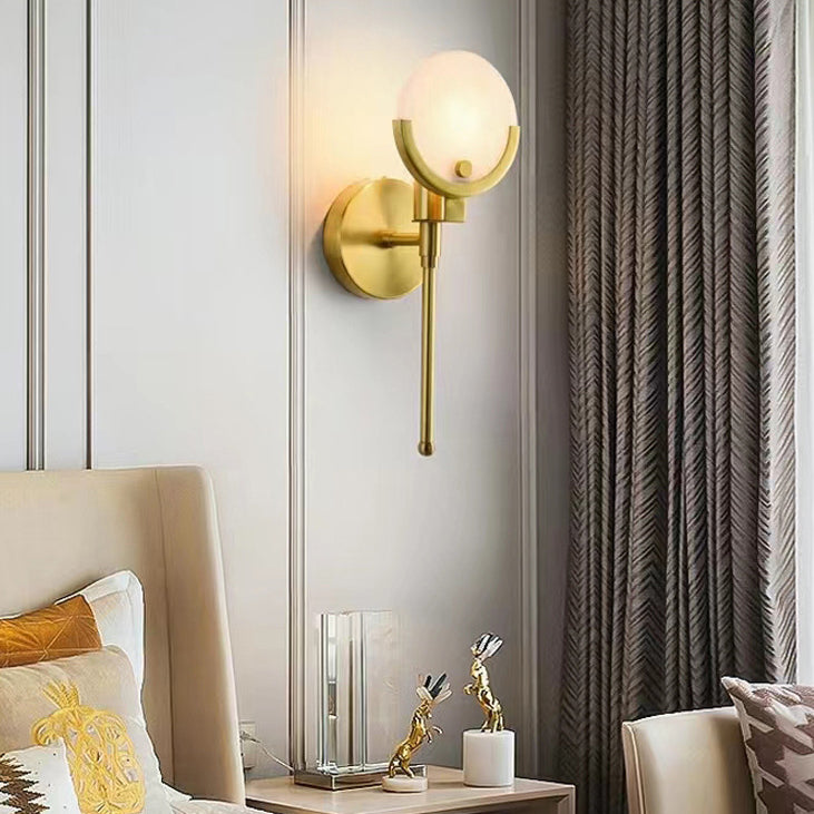 Round Linear Iron Marble Wall Lamp