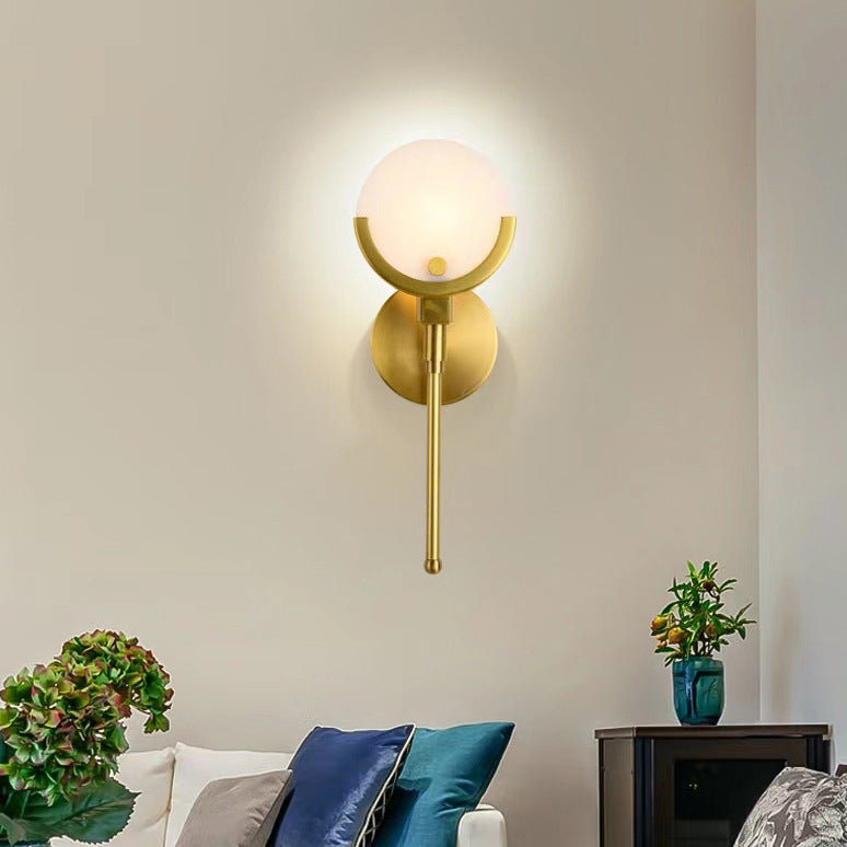 Round Linear Iron Marble Wall Lamp