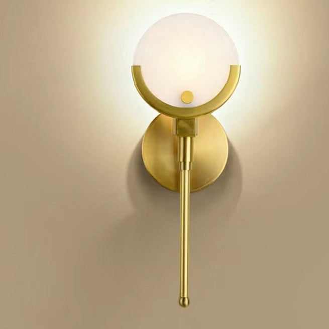 Round Linear Iron Marble Wall Lamp