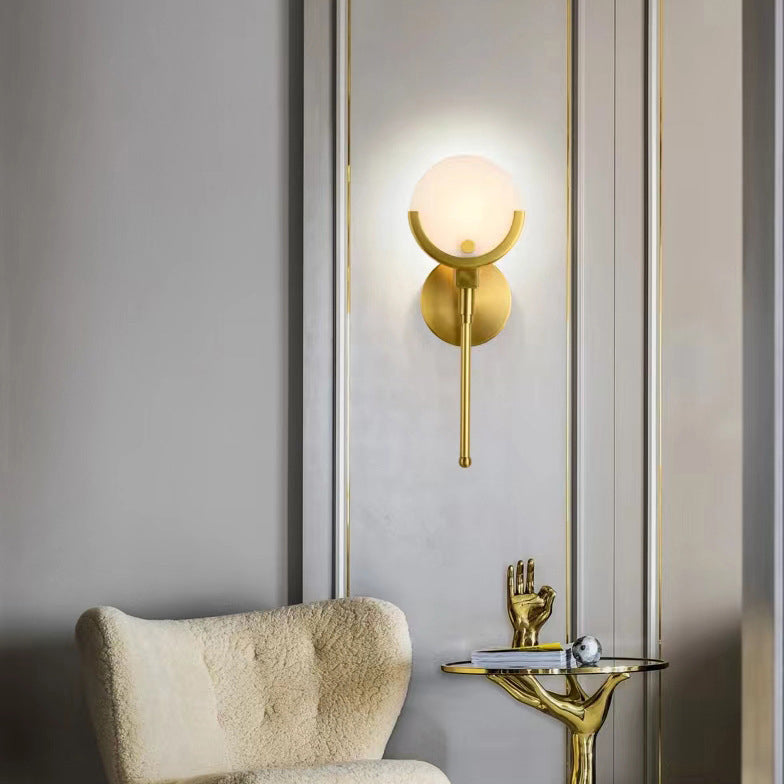 Round Linear Iron Marble Wall Lamp