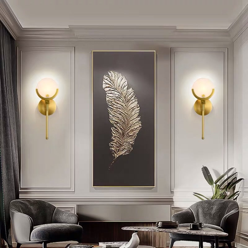 Round Linear Iron Marble Wall Lamp