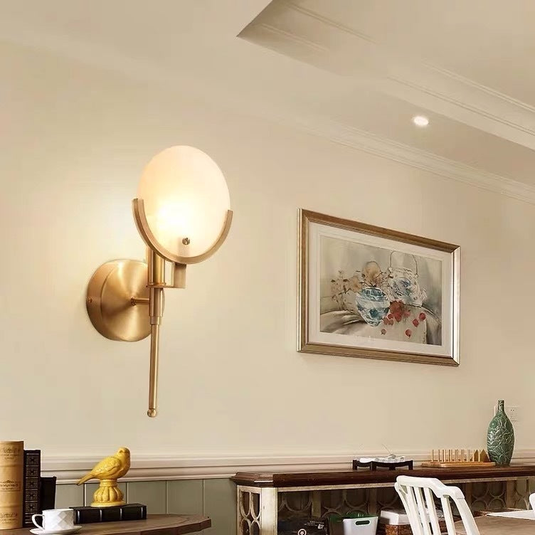 Round Linear Iron Marble Wall Lamp