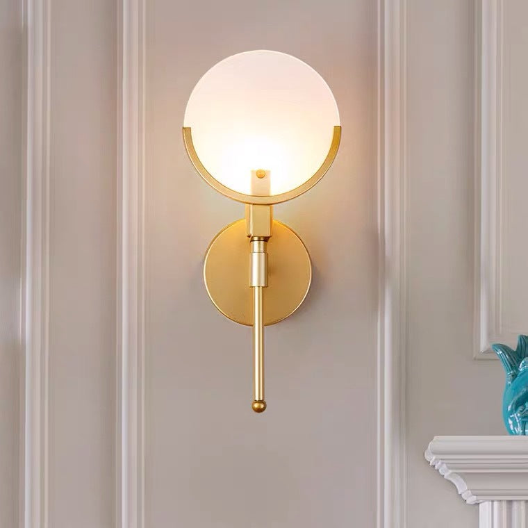 Round Linear Iron Marble Wall Lamp