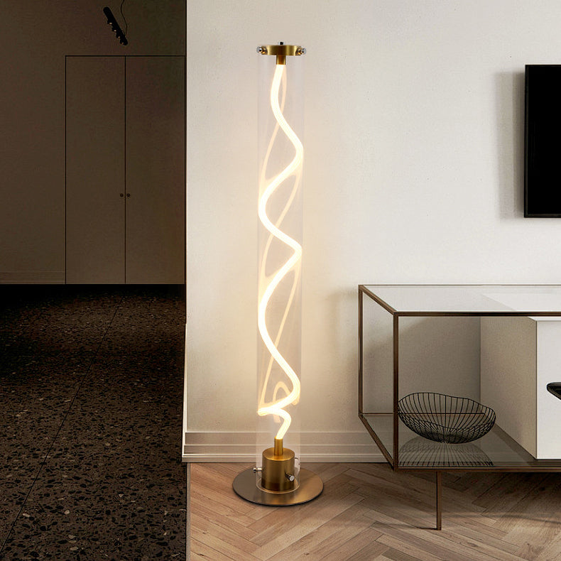 Round Cylinder Iron Acrylic Floor Lamp