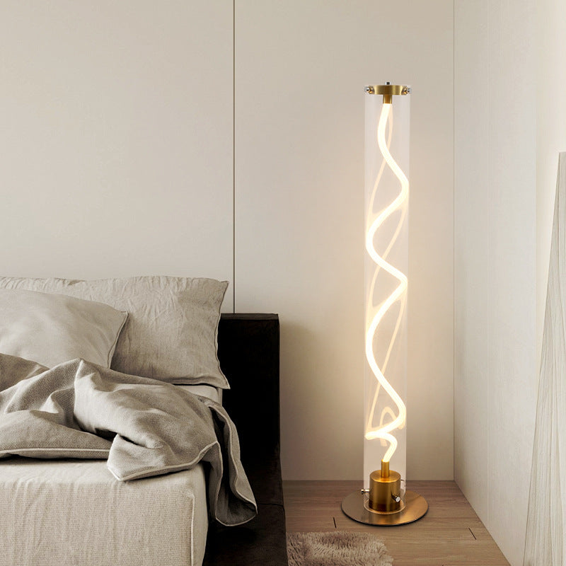 Round Cylinder Iron Acrylic Floor Lamp