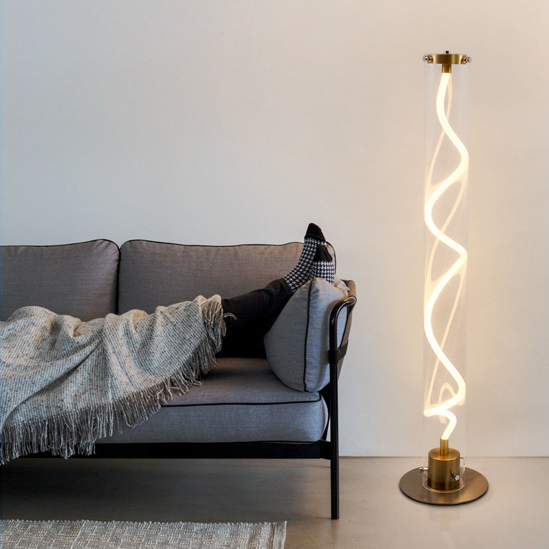 Round Cylinder Iron Acrylic Floor Lamp