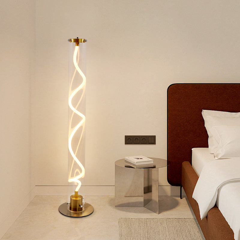 Round Cylinder Iron Acrylic Floor Lamp