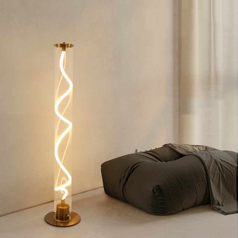 Round Cylinder Iron Acrylic Floor Lamp