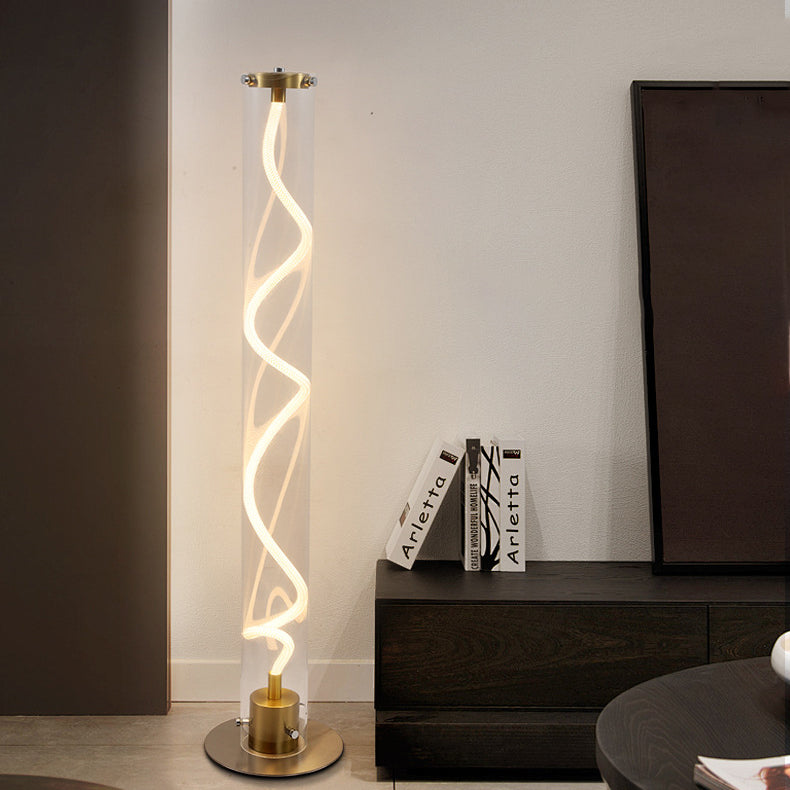 Round Cylinder Iron Acrylic Floor Lamp