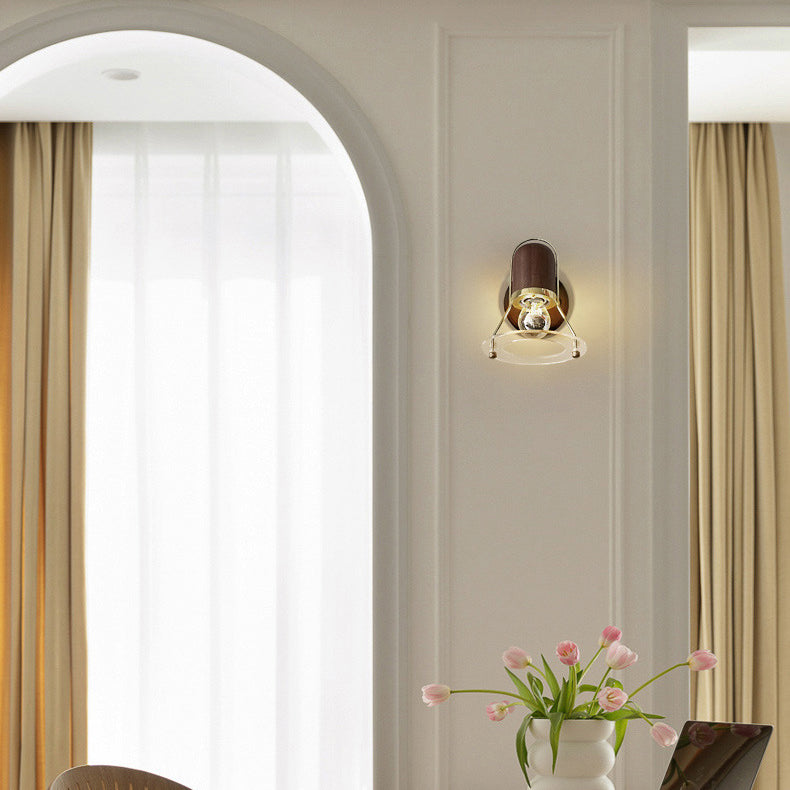 Cone Iron Wood Bedroom Wall Lamp